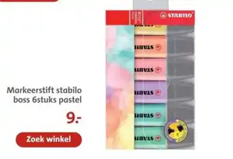 Bruna Markeerstift stabilo boss 6stuks pastel aanbieding