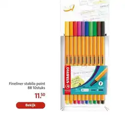 Bruna Fineliner stabilo point 88 10stuks aanbieding