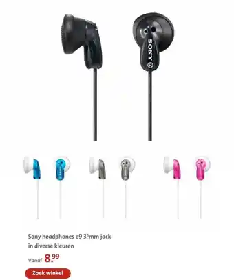 Bruna Sony headphones e9 3.5mm jack in diverse kleuren aanbieding