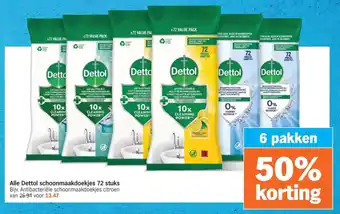 Albert Heijn Alle Dettol schoonmaakdoekjes aanbieding