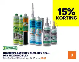 BOUWMAAT Houtreparatie dry flex, dry seal, dry fix en bio flex aanbieding
