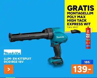 BOUWMAAT Lijm en kitspuit DCG180Z 18V aanbieding