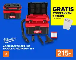BOUWMAAT Accu stofzuiger M18 fpovcl-o packoutâ„¢ 18v aanbieding