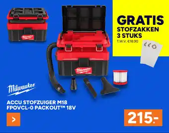 BOUWMAAT Accu stofzuiger M18 fpovcl-o packout™ 18v aanbieding