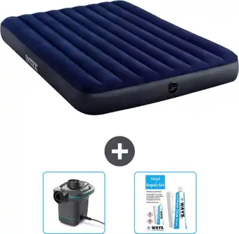 Bol.com Intex Luchtbed - 2-Persoons - 152 x 203 x 25 cm cm - Blauw - Inclusief Pomp en Reparatieset aanbieding