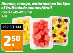 Poiesz Ananas, mango, watermeloen blokjes of fruitsalade ananas druif aanbieding