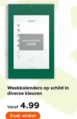 The Read Shop Weekkalenders op schild in diverse kleuren aanbieding
