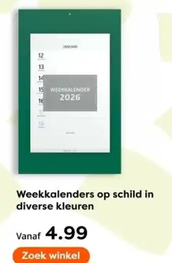The Read Shop Weekkalenders op schild in diverse kleuren aanbieding