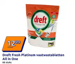 Action Dreft Fresh Platinum vaatwastabletten All in One aanbieding