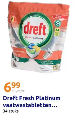 Action Dreft Fresh Platinum vaatwastabletten aanbieding