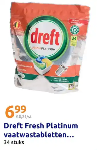 Action Dreft Fresh Platinum vaatwastabletten aanbieding
