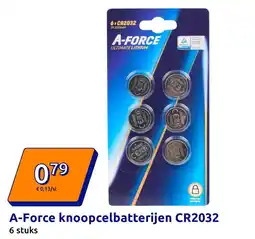 Action A Force knoopcelbatterijen CR2032 aanbieding