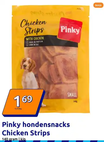 Action Pinky hondensnacks Chicken Strips aanbieding
