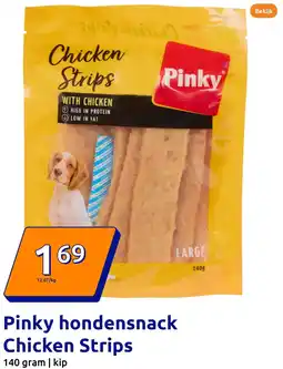 Action Pinky hondensnack Chicken Strips aanbieding