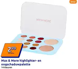 Action Max & More highlighter en oogschaduwpalette aanbieding