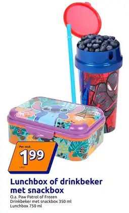 Action Lunchbox of drinkbeker met snackbox aanbieding