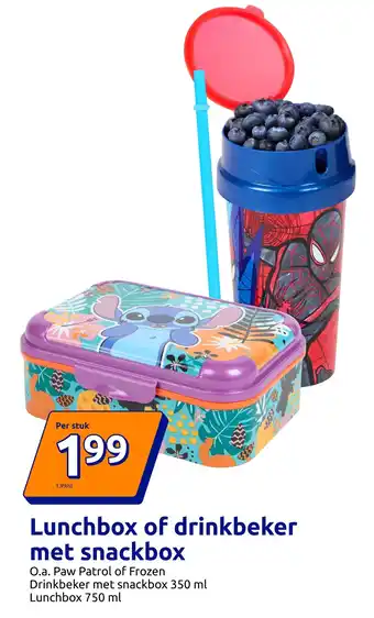 Action Lunchbox of drinkbeker met snackbox aanbieding