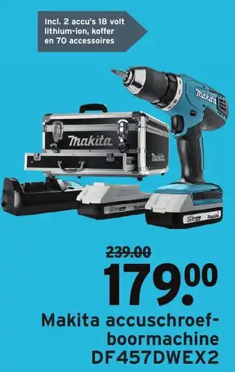 GAMMA Makita Accuschroefboormachine DF457DWEX2 aanbieding