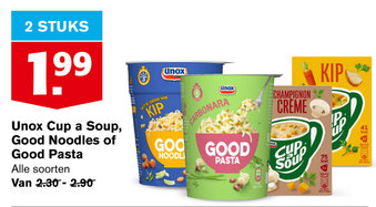 Hoogvliet Unox Cup a Soup, Good Noodles of Good Pasta, 2 stuks aanbieding