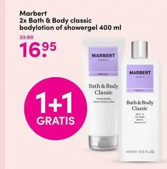 DA Marbert 2x bath & body classic bodylotion of showergel 400 ml aanbieding