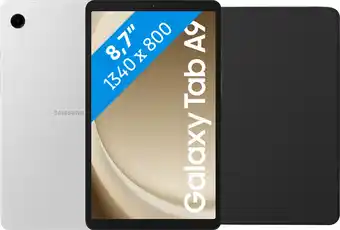 Coolblue Samsung Galaxy Tab A9 8,7 inch 64GB Wifi Zilver + BlueBuilt Book Case Zwart aanbieding