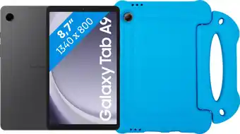 Coolblue Samsung Galaxy Tab A9 8,7 inch 128GB Wifi en 4G Grijs + BlueBuilt Kids Cover Blauw aanbieding