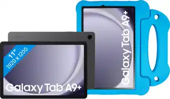 Coolblue Samsung Galaxy Tab A9 Plus 11 inch 8GB/256GB Wifi en 5G Grijs + BlueBuilt Kids Cover Blauw aanbieding