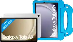 Coolblue Samsung Galaxy Tab A9 Plus 11 inch 8GB/256GB Wifi Zilver + BlueBuilt Kids Cover Blauw aanbieding