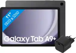 Coolblue Samsung Galaxy Tab A9 Plus 11 inch 6GB/128GB Wifi Grijs + BlueBuilt Oplader aanbieding