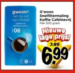 Vomar Voordeelmarkt G'woon Snelfiltermaling Koffie Cafeïnevrij aanbieding