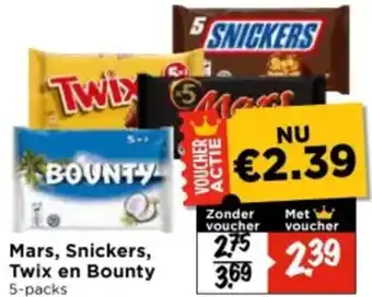 Vomar Voordeelmarkt Mars, Snickers, Twix en Bounty aanbieding