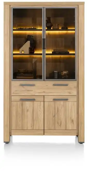 Henders & Hazel Delmonte, vitrine 110 cm - 2-glasdeuren + 2-deuren + 1-lade (+ LED) aanbieding