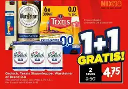Vomar Voordeelmarkt Grolsch, Texels Skuumkoppe, Warsteiner of Brand 0.0 aanbieding