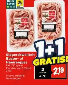 Vomar Voordeelmarkt Slagerskwaliteit Bacon- of Hamreepjes aanbieding