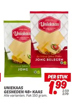 Dekamarkt Uniekaas gesneden 48+ kaas aanbieding