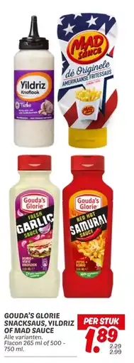 Dekamarkt Gouda's glorie snacksaus, yildriz of mad sauce aanbieding