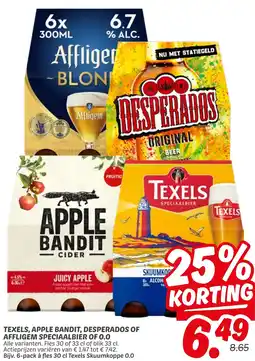 Dekamarkt Texels, apple bandit, desperados of affligem speciaalbier of 0.0 aanbieding