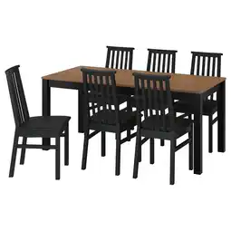 IKEA Ålhult / Ålhult Tafel met 6 stoelen, zwart/bruin/bomstad zwart zwart, 170x80 cm aanbieding