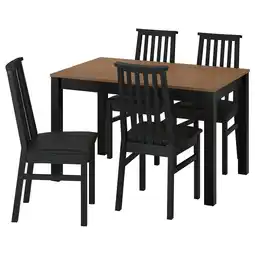 IKEA Ålhult / Ålhult Tafel en 4 stoelen, zwart/bruin/bomstad zwart zwart, 120/170x80 cm aanbieding