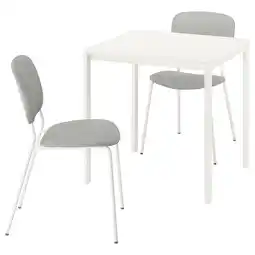 IKEA Compacte witte eethoek met grijze stoelen met kussens aanbieding