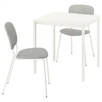 IKEA Compacte witte eethoek met grijze stoelen met kussens aanbieding