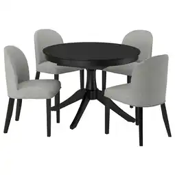 IKEA Rosentorp / rosentorp Tafel en 4 stoelen, zwart/tibbleby beige-grijs zwart, 110/155 cm aanbieding