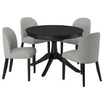IKEA Rosentorp / rosentorp Tafel en 4 stoelen, zwart/tibbleby beige-grijs zwart, 110/155 cm aanbieding