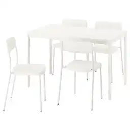 IKEA Witte vihals set: 2 vierkante tafels, 4 stoelen Minimalistisch, duurzaam staal en plastic aanbieding