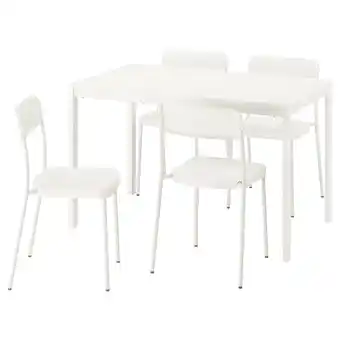IKEA Witte vihals set: 2 vierkante tafels, 4 stoelen Minimalistisch, duurzaam staal en plastic aanbieding