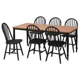 IKEA Zwarte 6-delige eethoek met rechthoekige tafel en 4 stoelen aanbieding