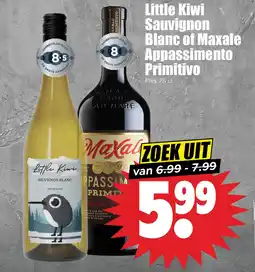 Dirk Little Kiwi Sauvignon Blanc of Maxale Appassimento Primitivo aanbieding