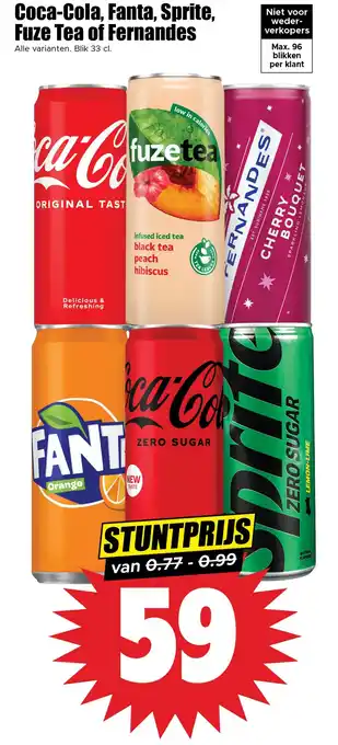 Dirk Coca-Cola, Fanta, Sprite, Fuze Tea of Fernandes aanbieding