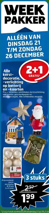 Trekpleister Kerstdecoratie, -verlichting op batterij en -kaarten 2+1 aanbieding