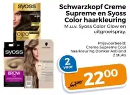 Trekpleister Schwarzkopf Creme Supreme en Syoss Color haarkleuring aanbieding